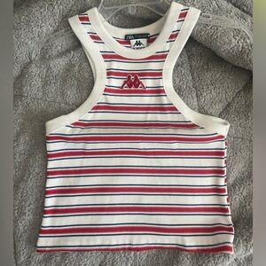 Zara Red White and Black Pattern Top size Large